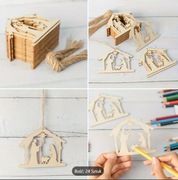 Ozdoby choinkowe ze sklejki – szopka bożonarodzeniowa do  malowania 24szt