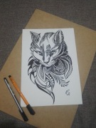 Rysunek: kot - cienkopis, blok t. A4, 250 g/m2