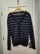Sweter rozpinany Resteröds rozmiar L granatowy paski kardigan