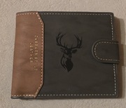 Piękny portfel skórzany myśliwski JELEŃ BYK. Prezent dla DIANY, Leśnika. 