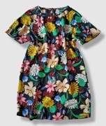 Primark Sukienka krótki rękaw czarna w kolorowe kwiaty 16/ 44