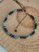 Bransoletka srebro 925 nić jedwab turmalin lapis 