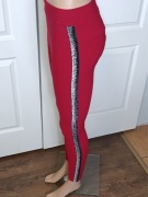 Legginsy czerwone wysoki stan lampasy modelujące S/M nowe