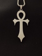 Krzyż egipski Ankh w kolorze srebrnym - naszyjnik, wisiorek z  łańcuszkiem