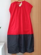 Długa bawełniana sukienka bombka kolor czerwony / czarny plus size