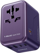 MOMAX 70 W Uniwersalny adapter z 2 USB, 3 USB C, USA, Wielka Brytania,UE