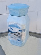 Słoik handmade Decoupage 900ml zimowy motyw na słodkości