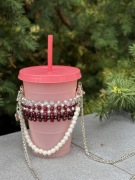 Ręcznie robiony cup holder z koralików