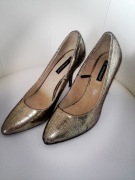 **wizytowe angielskie szpilki Atmosphere czarne złote SKÓRA 40