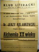 Afisz o odczycie dr. Jerzego Kolankowskiego