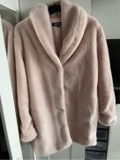 Różowe futerko kożuszek plaszcz asos missguided 34 xs pudrowy roz