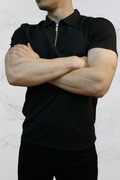 Czarna koszulka polo męska z krótkim rękawem