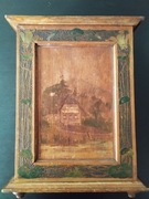 Antyczna szafka wisząca Secesja Art Noveau dla lalek Apteczka