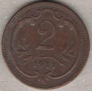 Austria 2 heller 1911 - 19 mm - nr 3