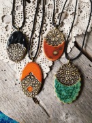 Ceramiczny wisior, naszyjnik mandala, rękodzieło 