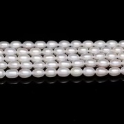Perły naturalne słodkowodne, koraliki, ryż ok. 8 mm, 18,5 cm. sznurek.