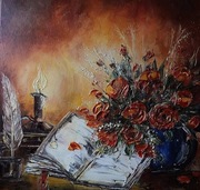 Obraz olejny  I.Formela ,,Bukiet  róż,, 50/50