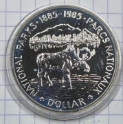 #3949 Kanada 1 dolar 1985 100 rocznica - Parki Narodowe srebro BU