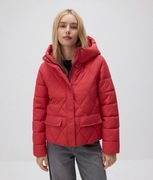 Kurtka czerwona XS 34 z kapturem pikowana Reserved 24 hm 