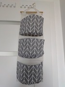 Wisząca półka koszyk materiał materiałowa 3 kieszenie natural szary ecru