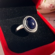 Niesamowity Pierścionek z piaskowcem Noc Kairu , platerowane srebro vintage