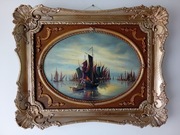 STARY DUŻY   OBRAZ OLEJNY PŁÓTNO    