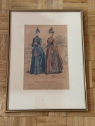 Stary druk 1882 rok MODA FRANCUSKA druk ręcznie malowany #3