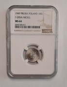 10 groszy 1949 PRÓBA NIKIEL NGC MS64