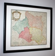 Hyacinthe Langlois, De Vaugondy - mapa Polski ok. 1800 roku oryginał rama