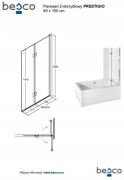 Parawan nawannowy 80x150cm 2-skrzydłowy Besco Prestigo PP-25
