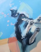 Obraz olejny z kotem „Koty od spodu” rękodzieło 