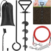 Kotwica kołek palik z linką do mocowania psa na plażę kemping podwórko