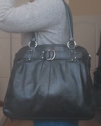 Next leather skórzana czarna torebka shopperka skóra naturalna shopper