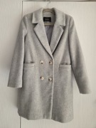 płaszcz szary elegancki Stradivarius XS 34 wełna