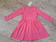 Sukienka dł rękaw - brokatowy jednorożec - różowa - rozm 110