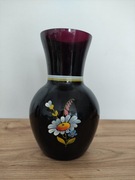 Wazon Crystal wys. 20 cm czarne szkło, ręcznie malowany.