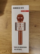 Mikrofon karaoke WS-858 Bluetooth – Rose Gold, głośnik i nagrywanie
