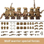 Klocki Zestaw 6 Figurek Żołnierzy – Wolf Warrior Special Forces + Akcesoria