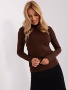 Brązowy sweter basic z półgolfem S/M