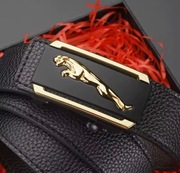 Luksusowy pasek męski ze skóry ekologicznej z automatyczny klamrą. CZARNY