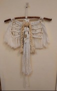 Duży Anioł Stróż makrama na patyku do zawieszenia Handmade 