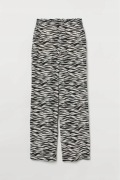 H&M spodnie szerokie luźne proste nogawki palazzo zebra zwierzęcy wzór crop