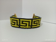 Bransoletka z koralików tkana ręcznie drobne koraliki złoto-czarna