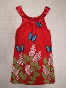 Elegancka czerwona sukienka bombka w kwiatki kwiaty motyle eee ok. 36 - 38