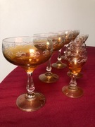 6+6 kmpl. kieliszki do szampana i likieru styl Art Deco lata 50./60. PRL