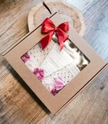 Torebka na szydełku z podszewką biało różowa 