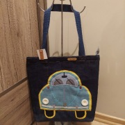 SAMOCHÓD VW GARBUS-nowa torba na zamek bawełna hand made rękodzieło LEWA