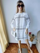 Sukienka h&m 36 biała w kratę elegancka minimalistyczna