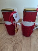 Świąteczne kubki z zaparzaczem i pudelkiem na herbatę nowe 