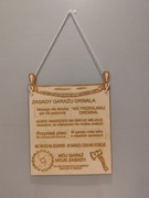 Tabliczka zasady garażu stolarskiego 